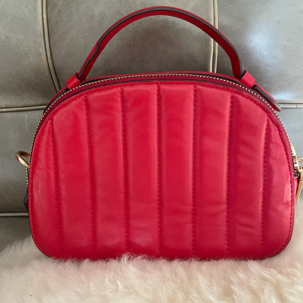 Coach Cherry Red Leather Quilted Crossbody Bag - Picture 2 of 7